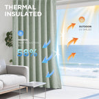 Joydeco - Cortinas 100 % opacas para dormitorio, cortinas de lino natural, cortinas de bloqueo de luz con aislamiento térmico, bolsillo para barra y pestaña trasera