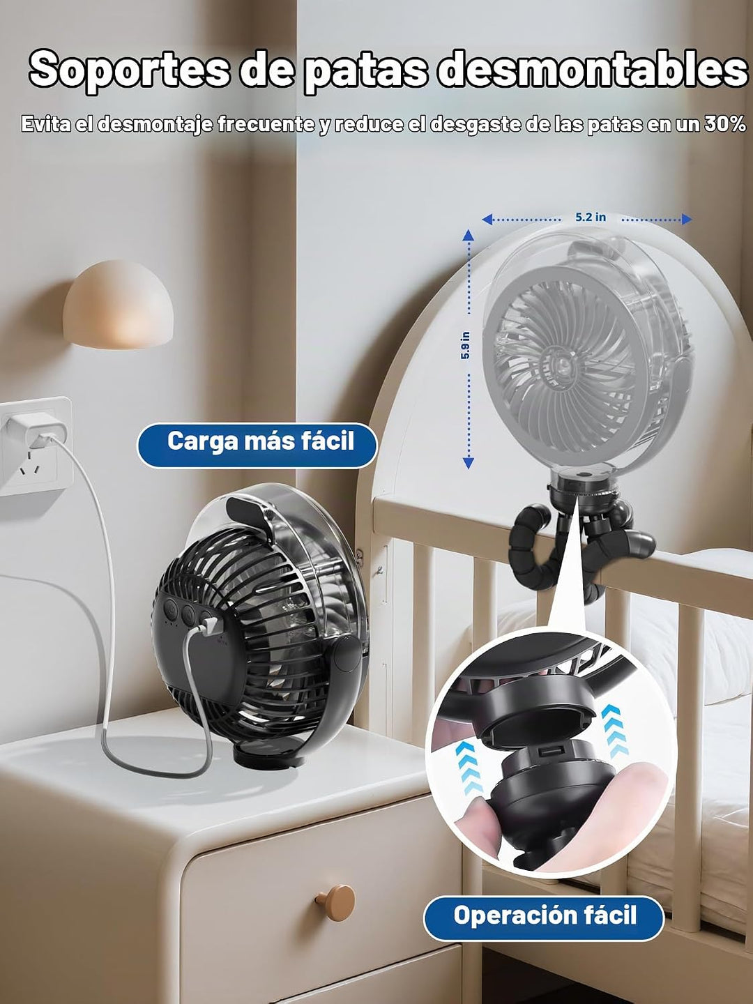 Ventilador de cochecito nebulizador, ventilador portátil con baterí...