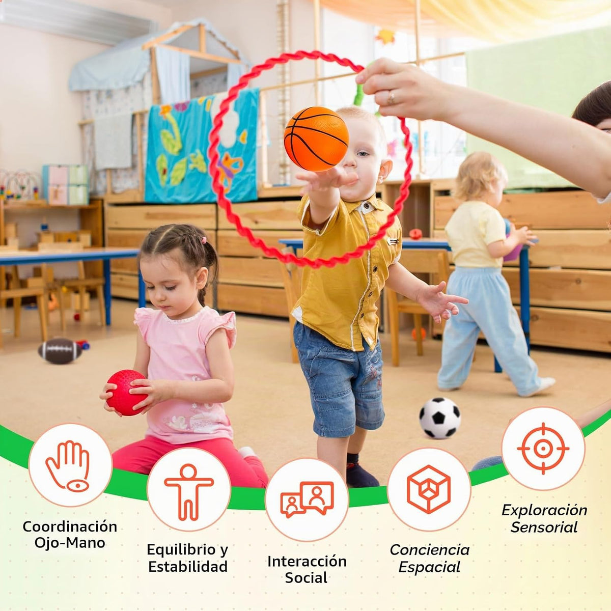 Juego de 5 bolas suaves para niños, juguetes deportivos al aire