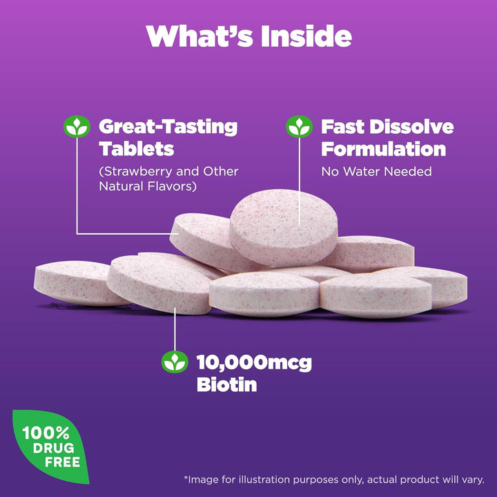 Natrol Biotin 10,000 mcg, suplemento de disolución 4 veces más rápi...