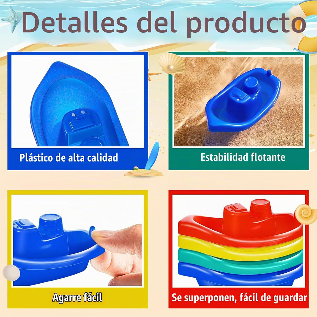 Woanger - 60 botes de juguete de plástico para niños pequeños, coloridos