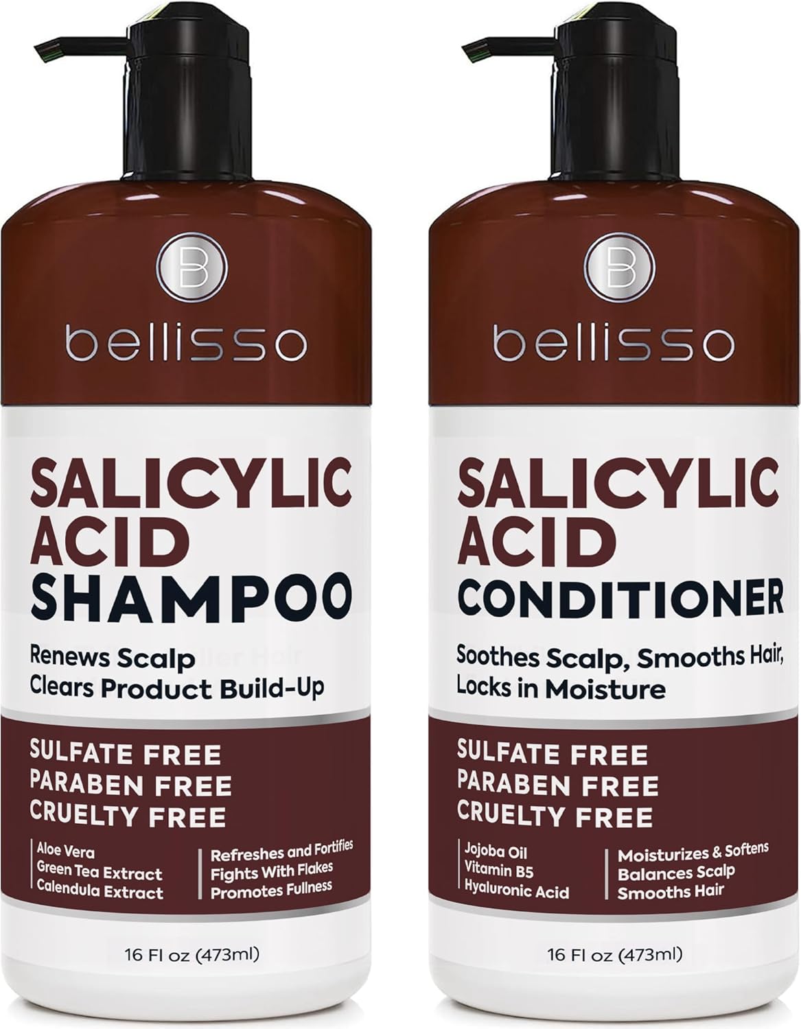 BELLISSO - Set de champú y acondicionador unisex con ácido salicíli...