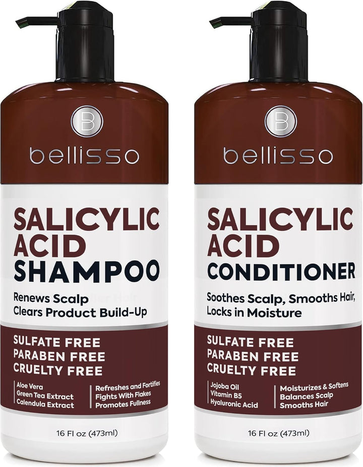 BELLISSO - Set de champú y acondicionador unisex con ácido salicíli...
