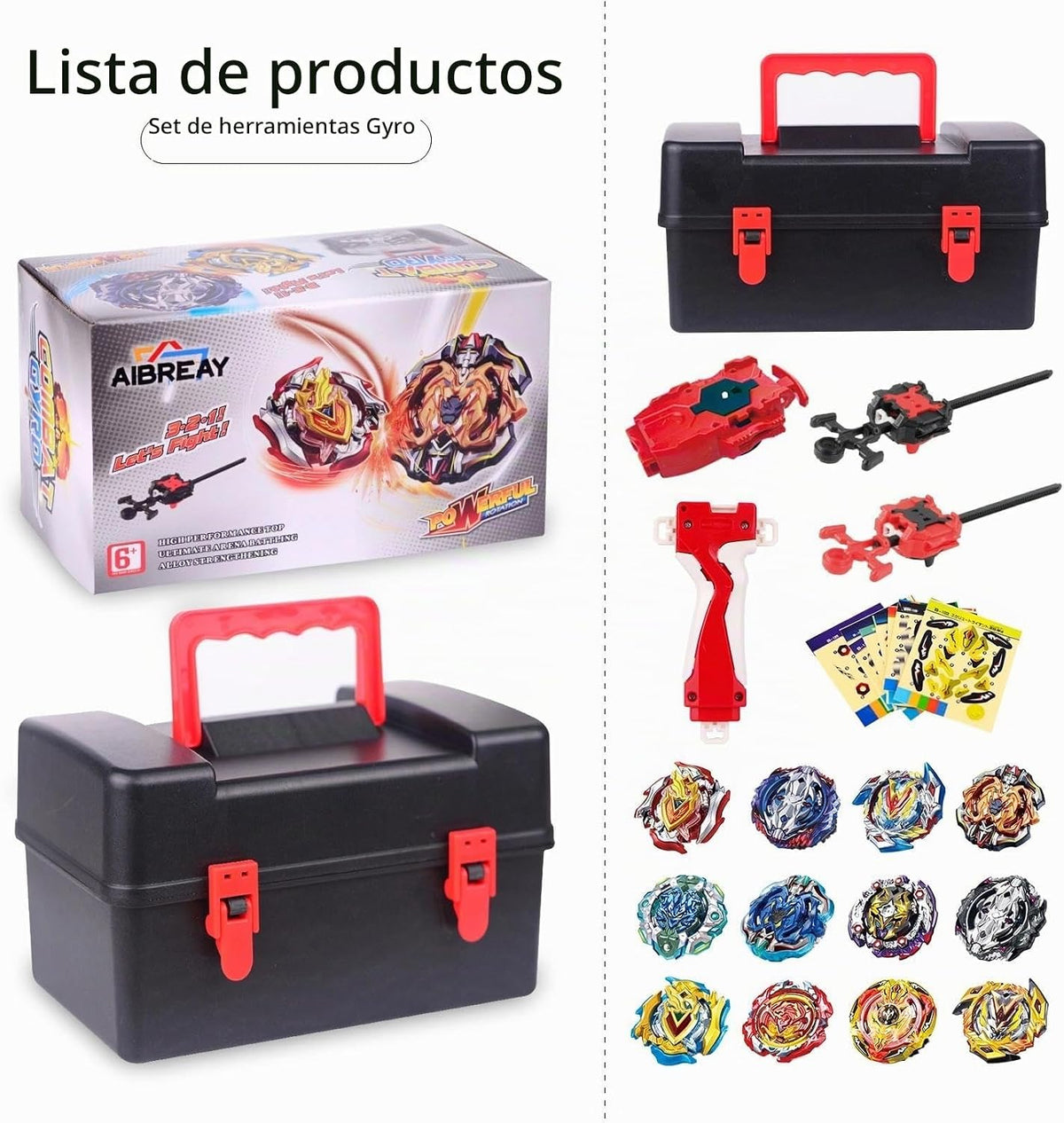 Battling Burst Top Set con 12 Spinning Tops, 3 Launchers & Grip Ages 6+