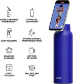 RINGO Pro Botella de agua aislada, soporte magnético para trípode para teléfono, azul, 24 onzas