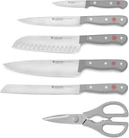 WÜSTHOF Gourmet Grey - Juego de bloque de cuchillos de 7 piezas, color blanco lavado