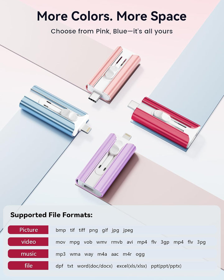 Unidad Flash Certificada MFi de 256GB para iPhone Thumb Drive, USB...