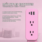 Extensor de toma de corriente eléctrica: cuenta con USB-A, USB-C y 2 salidas de CA, se extiende de 22 a 34 pulgadas, gira tomas de acceso de 180° de difícil acceso, enchufe de pared, mesitas de noche, sofás, escritorios y más