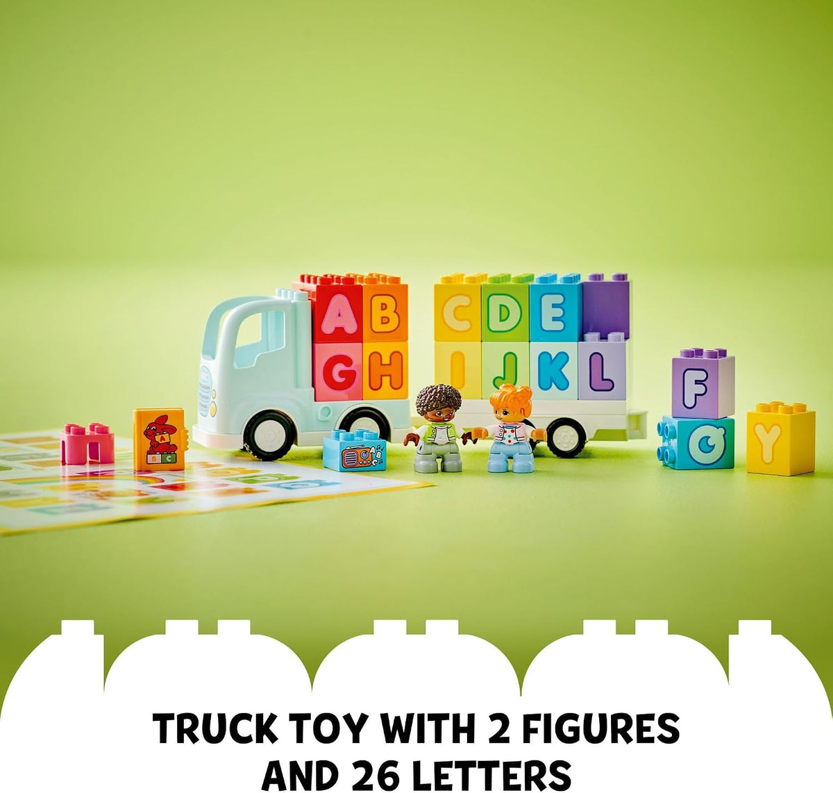 LEGO DUPLO - Juguete de camión del alfabeto de la ciudad, juguetes educativos y de aprendizaje para niños y niñas en edad preescolar, a partir de 2 años, bloques del alfabeto para niños y niñas, ideas