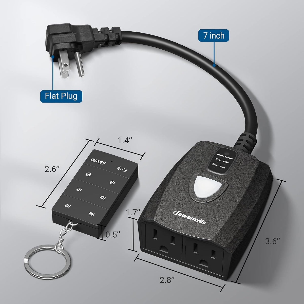 DEWENWILS - Regulador de intensidad de atardecer a amanecer para exteriores con temporizador para luces de patio
