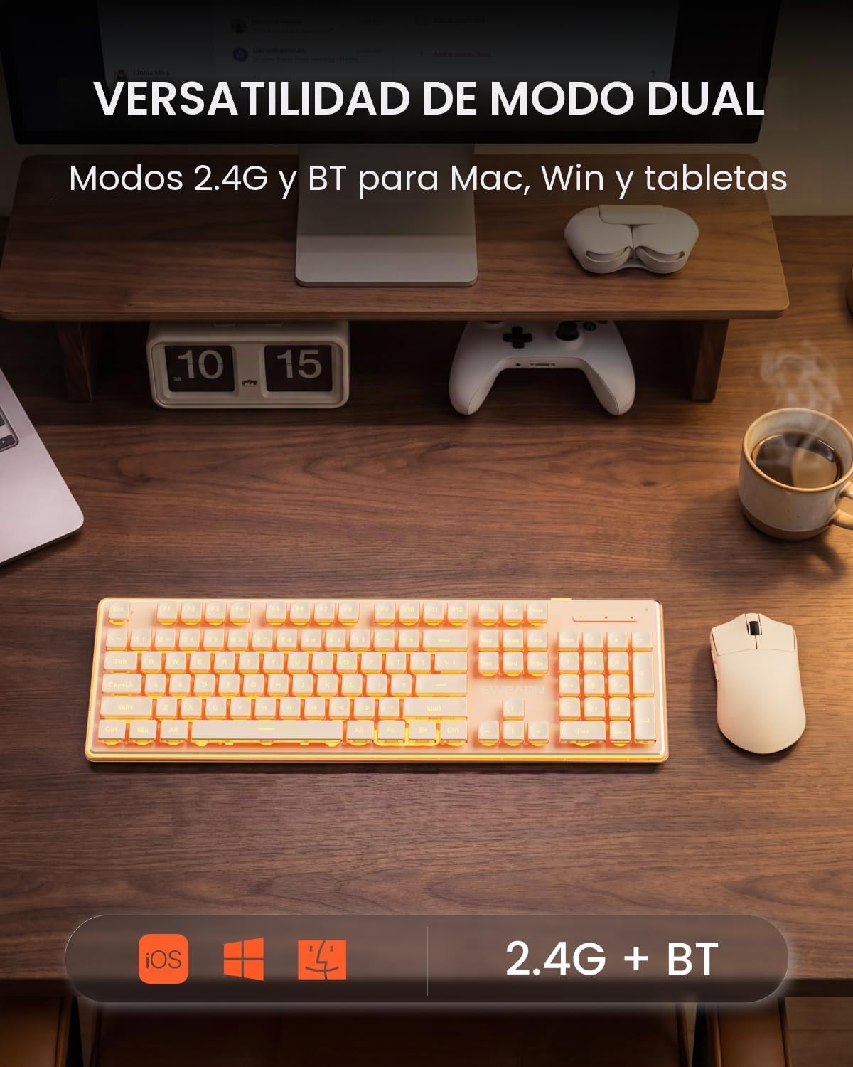 SEUNKWANG EWEADN V3 Teclado y Ratón Inalámbrico con Retroiluminació...