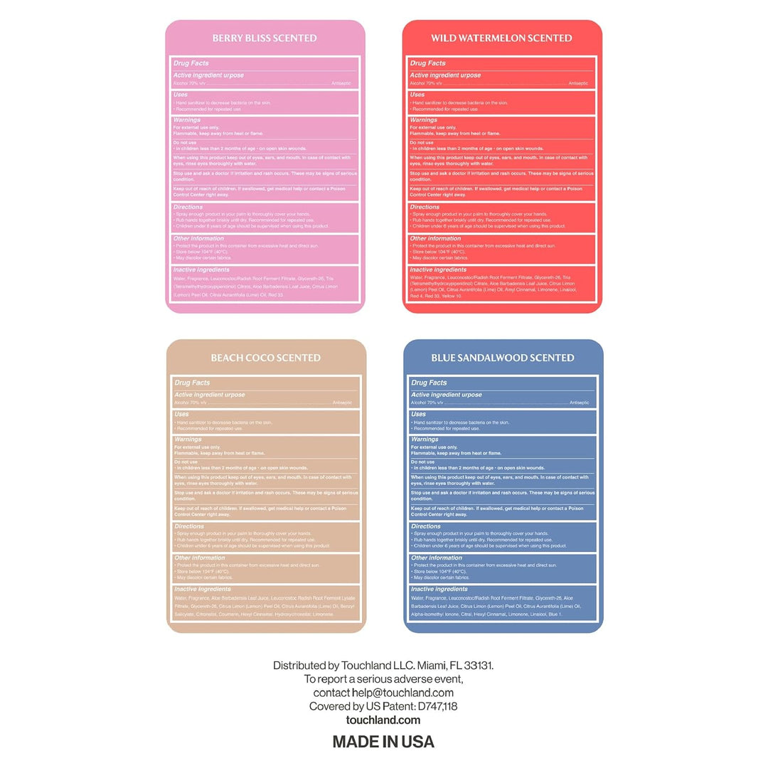 Touchland Spray Desinfectante Hidratante para Manos, DREAM 5 Set (S...
