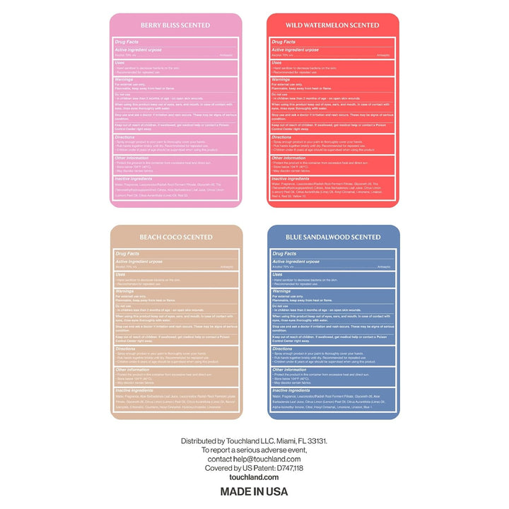 Touchland Spray Desinfectante Hidratante para Manos, DREAM 5 Set (S...