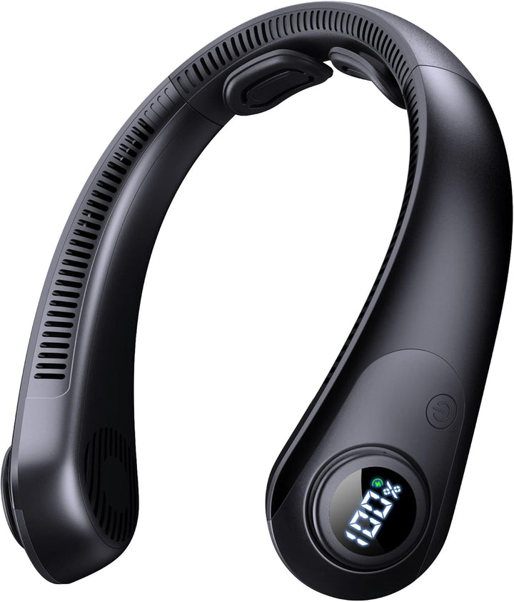 Ventilador de cuello portátil que sopla aire frío, pantalla LED, ve...