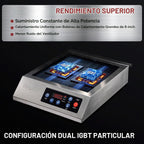 ChangBERT Placa de cocción de inducción portátil de 1800 W, certificación NSF, rango comercial, potente quemador de encimera Pro Chef profesional, carcasa de acero inoxidable premium, vidrio Schott, temporizador de 10 horas