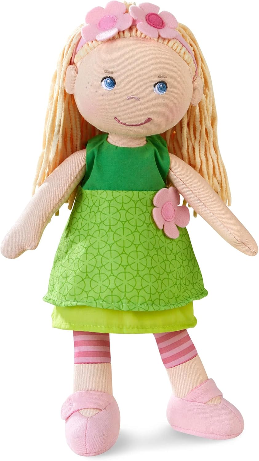 HABA Mali - Muñeca suave de 12 pulgadas con cabello rubio y ojos azules, Mali/Cabello rubio