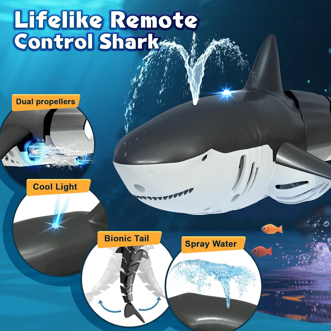 Playtigo Juguetes de piscina de tiburón con control remoto de 2.4 G...
