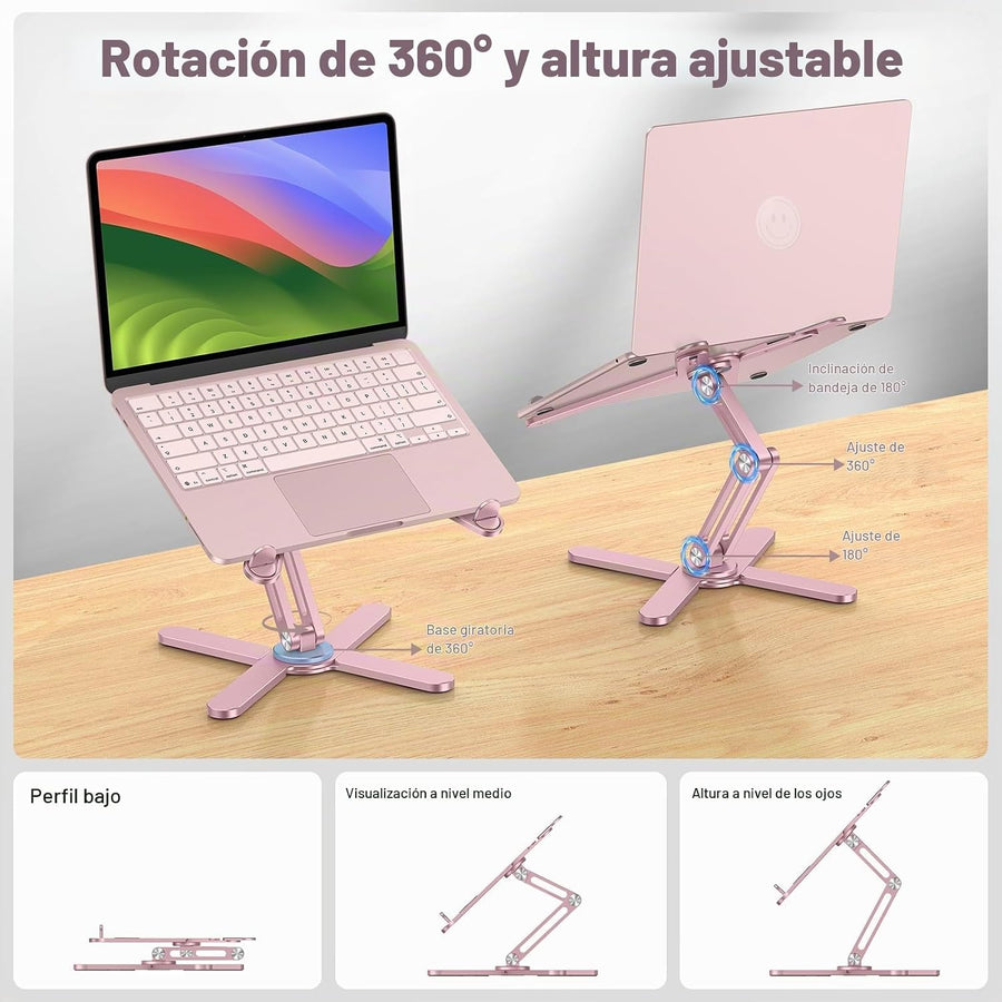 OMOTON Soporte elevador giratorio de 360° para laptop, soporte ergo...
