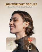 Nuevos auriculares de conducción ósea Bluetooth 6.0, auriculares de oreja abierta con micrófono, sonido premium, 3 modos de ecualización, tiempo de reproducción de 10 horas, 0.88 oz ligeros