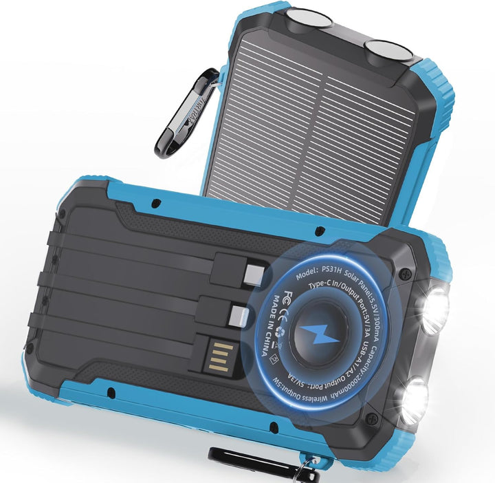Cargador solar portátil, batería inalámbrica de carga rápida, entra...
