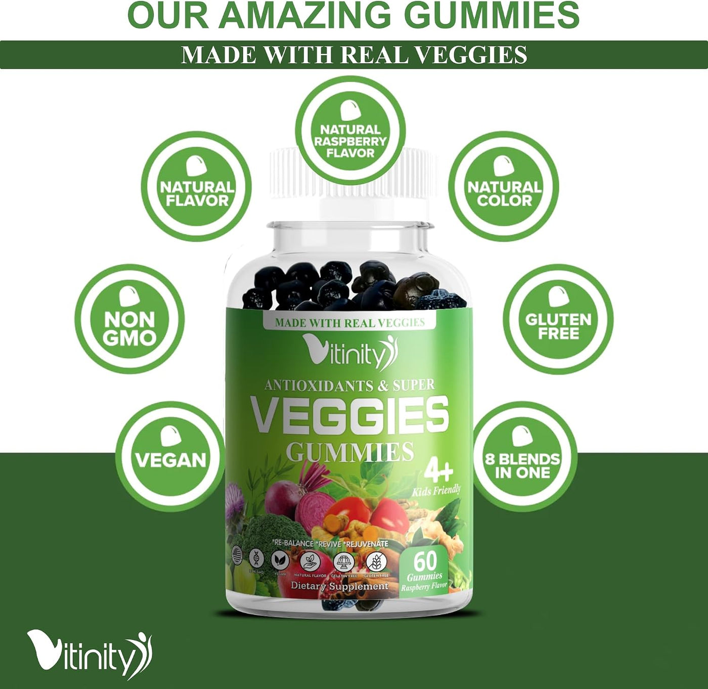 VITINITY Super Greens - Gomitas multivitamínicas | Hechas con 30 su...