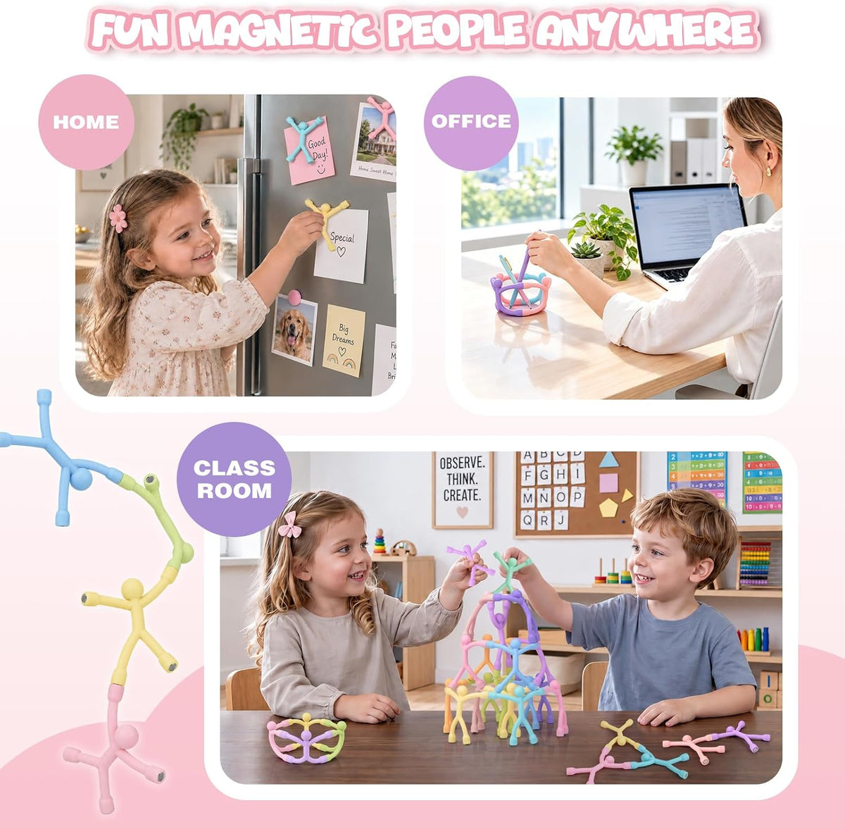20 Pcs Magnetic Fidget Travel Toys para Kids con metal Storage Case, Pastel