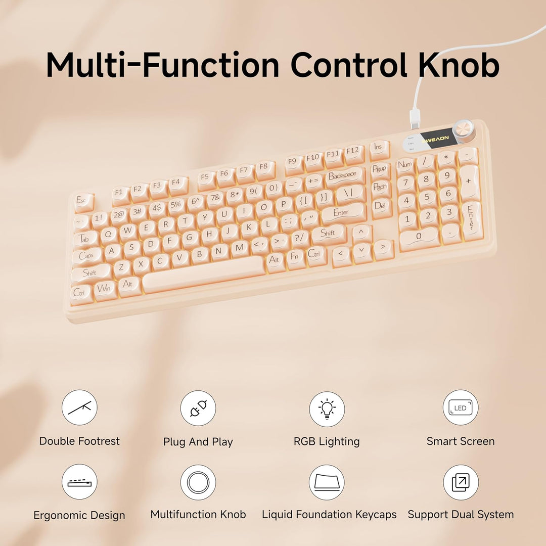EWEADN V102 Teclado con cable, 98 teclas, teclado cremoso para jueg...