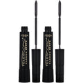 L'Oreal Paris Máscara telescópica impermeable, Lavable negro carbón, 0,27 fl oz (paquete de 2)