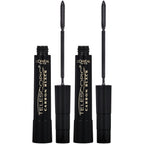 L'Oreal Paris Máscara telescópica impermeable, Lavable negro carbón, 0,27 fl oz (paquete de 2)