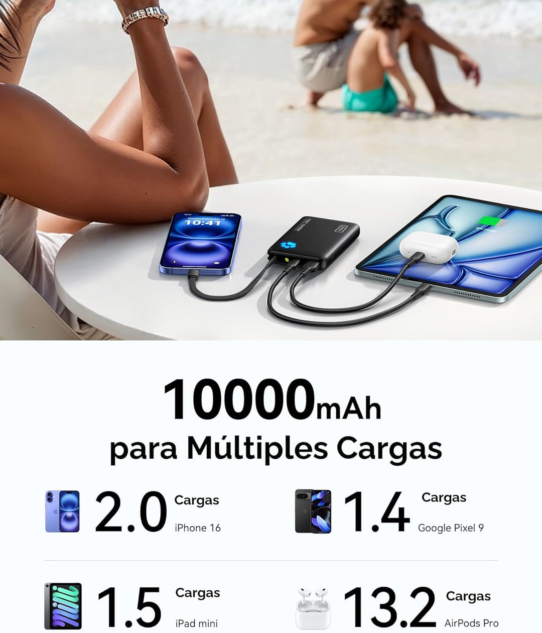 INIU 45W Power Bank, Cargador Portátil de Carga Rápida con Cable US...
