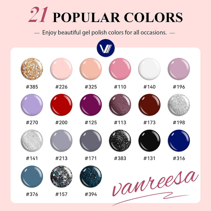 VANREESA - Juego de 24 esmaltes de uñas de gel, kit de esmalte de g...