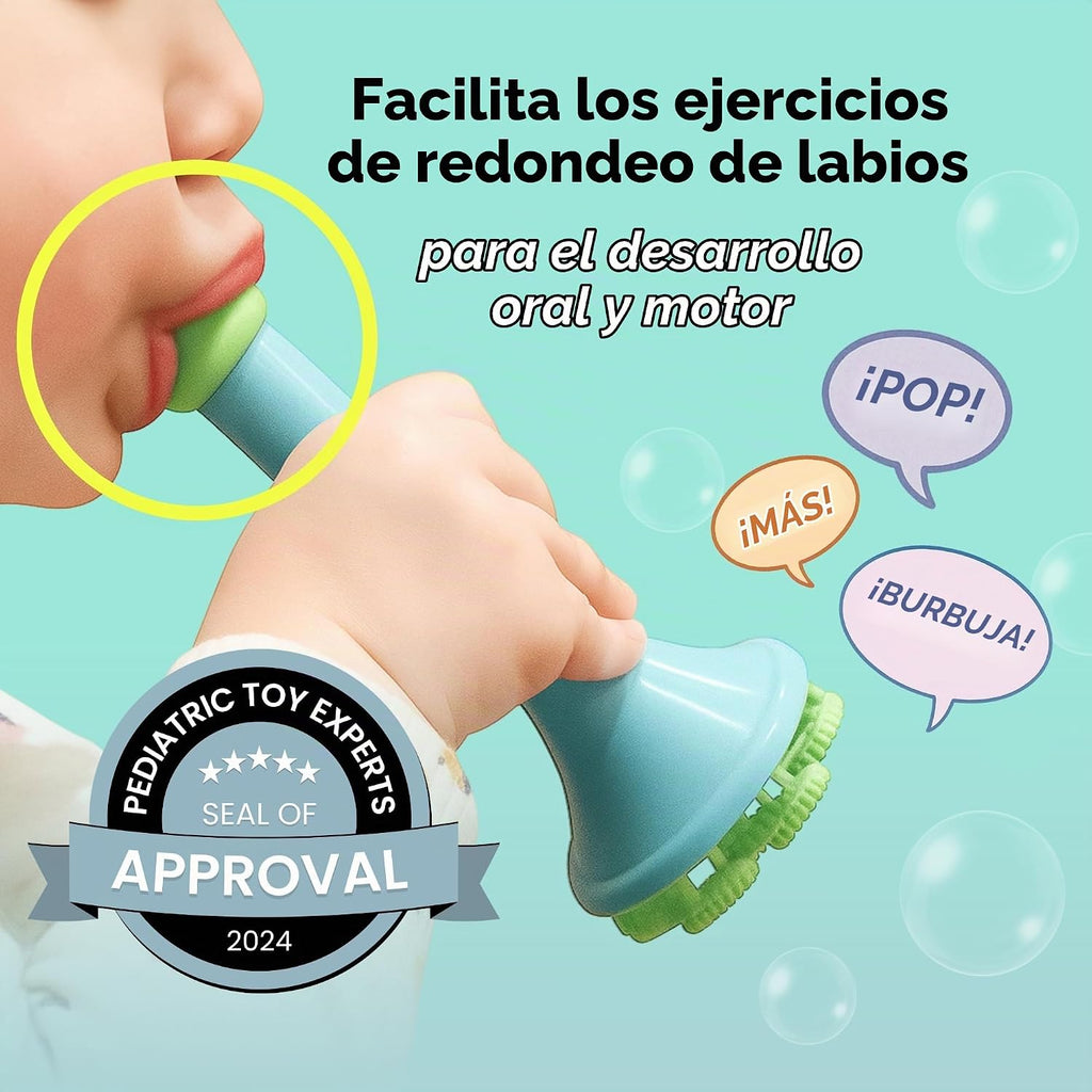 Innobaby Spike - Soplador de burbujas botánicas sin desorden y bandeja, color aguamarina