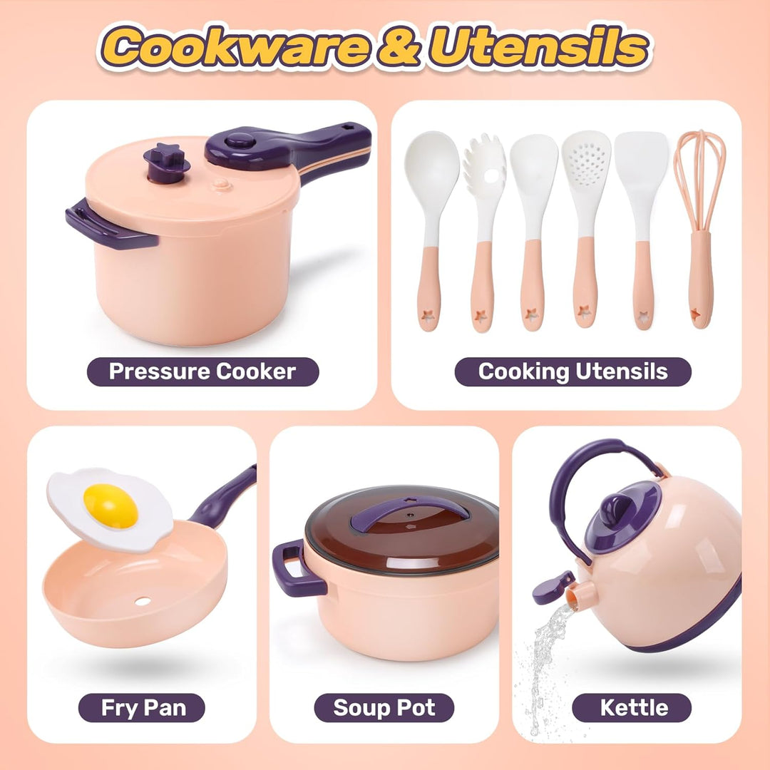 CUTE STONE Accesorios de cocina para niños, juego de ollas y sarten...