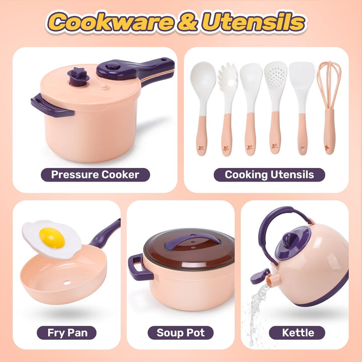 CUTE STONE Accesorios de cocina para niños, juego de ollas y sarten...