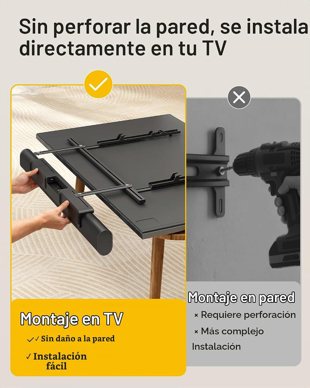 MonTEK - Soporte para barra de sonido debajo del televisor, se adapta a la