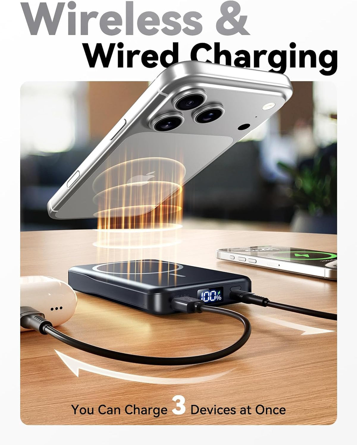 Cargador portátil magnético de 10000 mAh, batería MagSafe de carga rápida