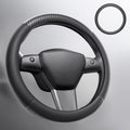 Wigoo Funda de volante para accesorios de modelos 20-24 Y/ 17-23 Model 3, redonda para Tesla Model Y 20-24 y Model 3 17-23 de piel de napa premium con piel de fibra de carbono para agarre