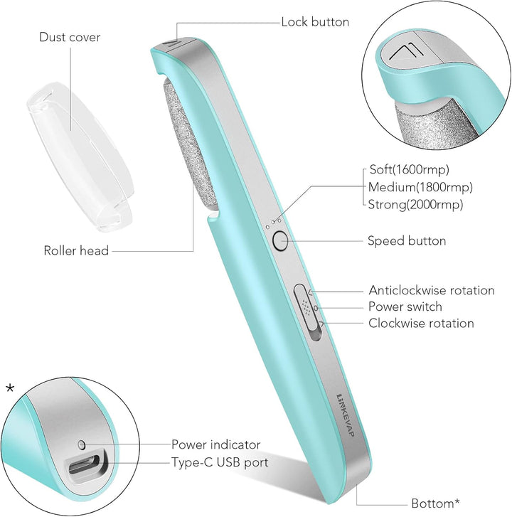 Removedor eléctrico de callos para pies, kit profesional de pedicur...