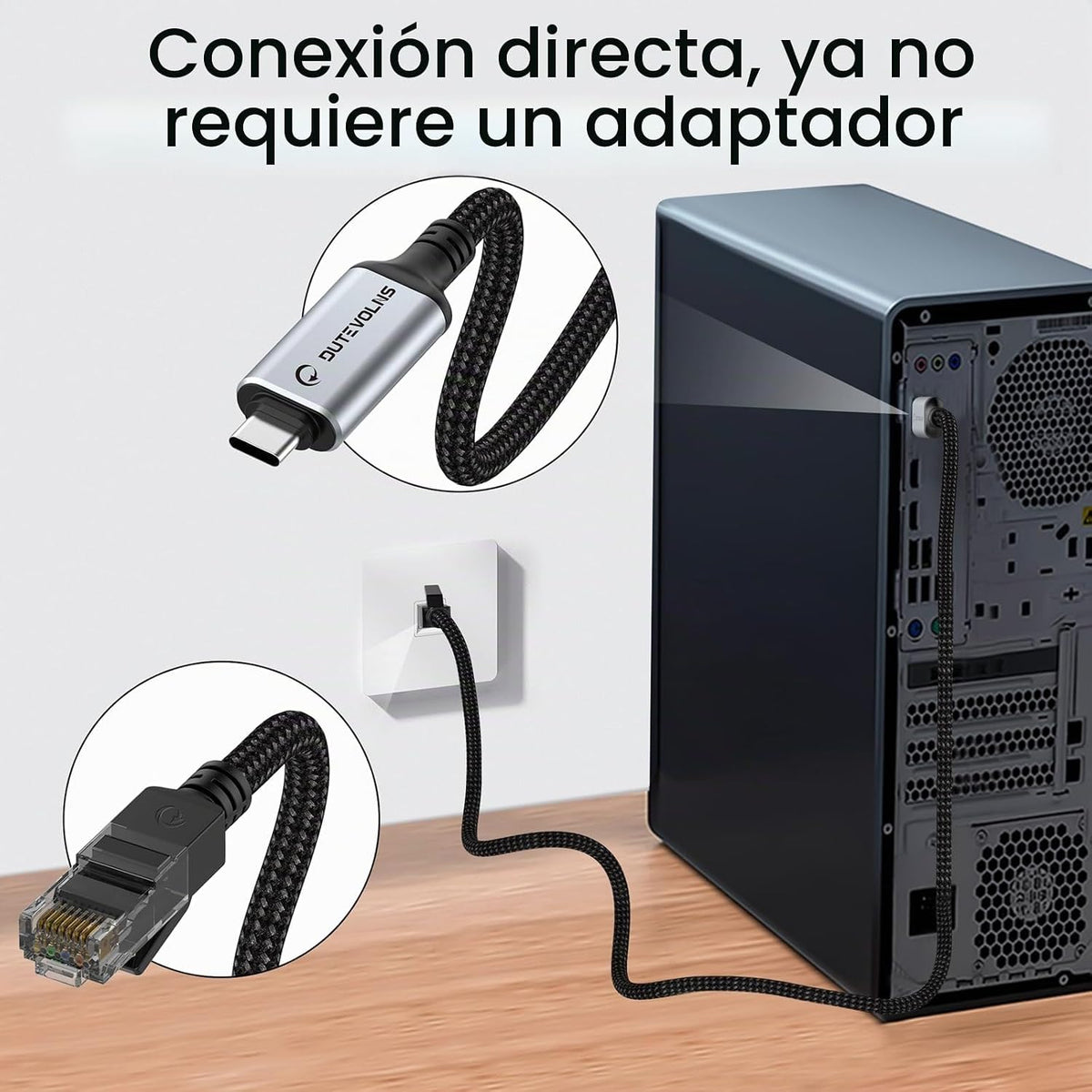 Cable USB-C a Ethernet 5FT, Tipo-C a RJ45 Gigabit Cable trenzado de nylon