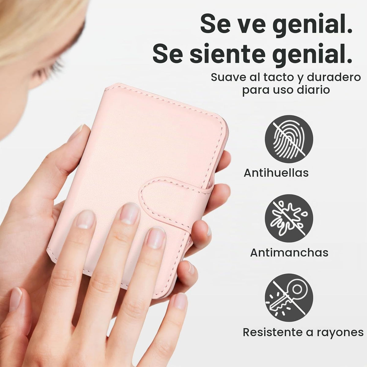Cartera magnética para teléfono con bloqueo RFID, imán fuerte