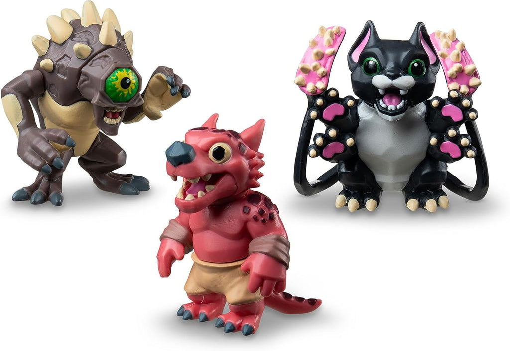 Dungeons & Dragons Questers Figuras de criatura, paquete de 3, figuras coleccionables de juguete de fantasía de D&D, Baby Kobold, Displacer Beast Kitten & Nothic