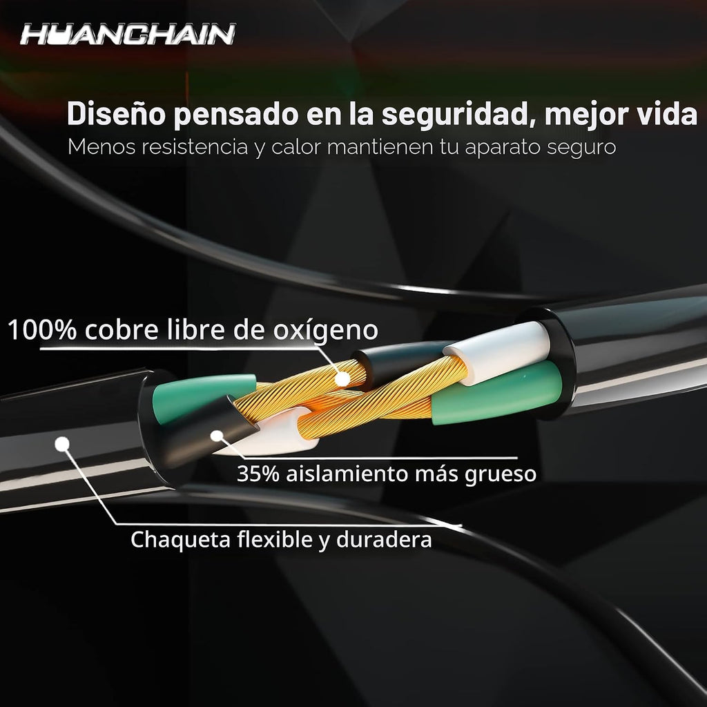 HUANCHAIN Cable de extensión negro de 50 pies, calibre 16, cable eléctrico
