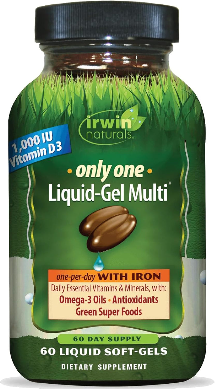 Irwin Naturals Only One Liquid Gel Multi con Hierro Vitaminas esenc...