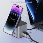 Estación de acoplamiento USB C para laptop con soporte de cargador MagSafe, adaptador multipuerto USB C Hub 9 en 1 con HDMI 4K, Ethernet de 1 Gbps, 3 USB 3.0, SD/TF, compatible con MacBook/Dell/HP