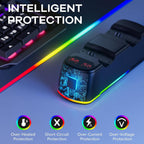 AROEVEIB Paquete de 2 Mandos con Base de Carga para Controlador PS4, Gamepad Inalámbrico con Estación de Carga LED y 2 Cables USB