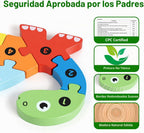 Set de 7 Rompecabezas de Madera para Niños 3-5, Rompecabezas Montessori de Animales