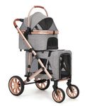 Cochecito doble para mascotas con 2 transportadores desmontables