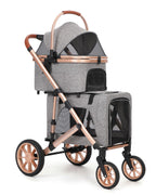 Cochecito doble para mascotas con 2 transportadores desmontables