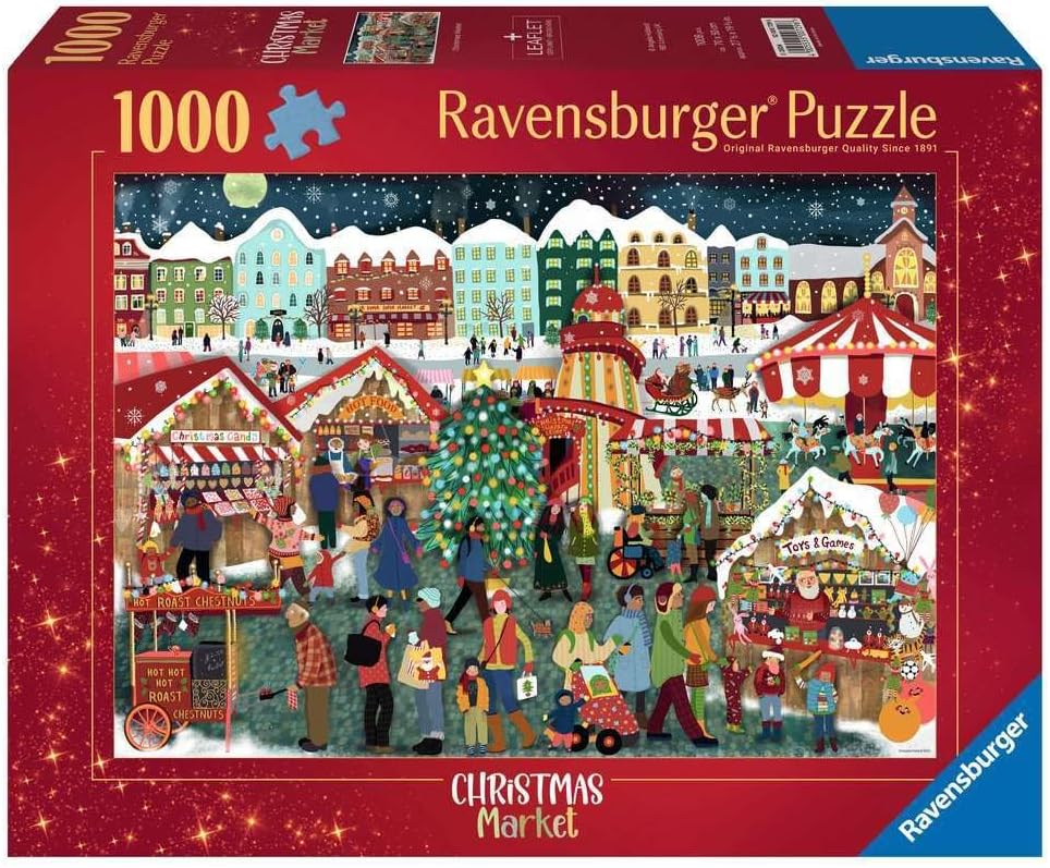 Ravensburger - Christmas Market - Rompecabezas de 1000 Piezas - Encuentra Regalos Preciosos en Este Encantador Mercado Rural - Detalle Impresionante - Calidad Premium - Edades 12+