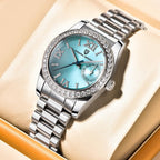 HaiQin Pagani Design - Reloj de cuarzo elegante para mujer, serie de diamantes, correa de acero inoxidable, movimiento japonés, impermeable, ligero, reloj de pulsera de lujo con fecha